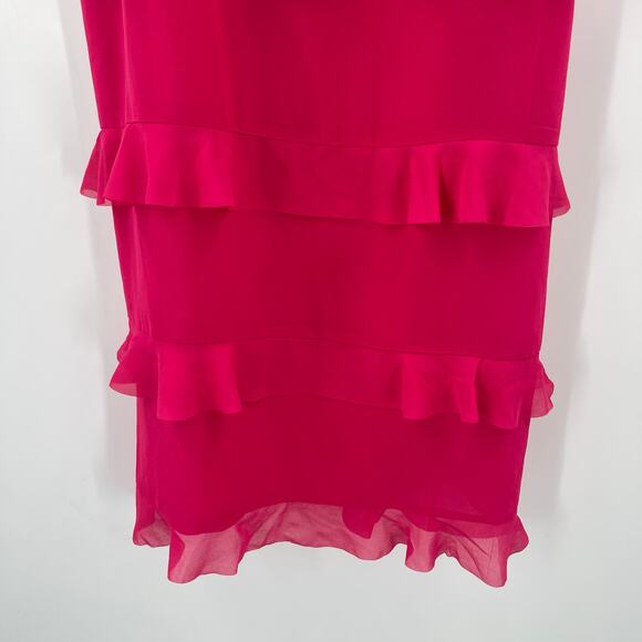 LUCY PARIS Dress Size Extra Large NWT Fuchsia Pink Ruffle Tiered Midi Cocktail - Picture 12 of 16